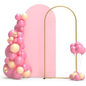 Metal Arch Stand and Arch Cover Set - 7.2FT Backdrop Stand for Party, Birthday, Festival, Wedding, Ceremony, Bridal, Baby Shower Event Decoration (Black)