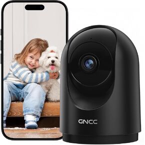GNCC 2K Security Camera Indoor 360° WiFi Cameras for Home Security with Motion Detection, Pet/Dog/Baby Camera with Phone app, Baby Monitor&Night Vision, TF/Cloud Storage, Black (2.4Ghz WiFi)