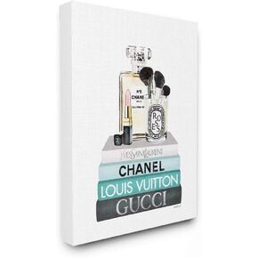 Stupell Industries Glam Essentials Above Iconic Designer Bookstack Wall Art, 16x20, White