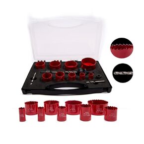 TGHLMH 14PCS Hole Saw kit with Drill bits, with 9 Pack 3/4" to 2-1/2" hss Hole Saw Blades,2 Pack Pilot bits，2 Pack Mandrel, ，Carbide Hole Saw Set for Thin Metal and Wood,Plastic