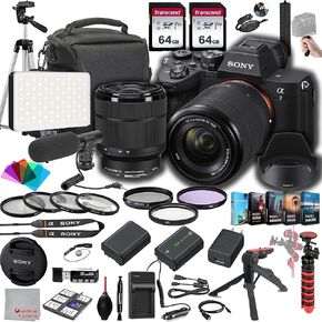 Sony a7 IV Mirrorless Digital Camera 33MP w/ 28-70mmmm Lens ILCE-7M4K/B, 128GB Memory,Microphone, 120LED Video Light, Tripod, Filters, Hood, Grip,Spare Battery & Charger Software Kit -Deluxe Bundle