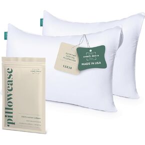 ComfyDown Pillowcase for Toddler & Travel Pillows - 2 Pack - Breathable, 100% Cotton, 400-Thread Count, Zipper Closure - Made in USA - 13"x18"