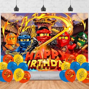 𝗡𝗶𝗻𝗷𝗮𝗴𝗼 Birthday Party Backdrop, Cartoon Ninja Birthday Party Decoration, Cartoon NinjaThemed Birthday Banner Shoot Photo Backgrounds Props for Party 5x3ft
