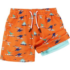 MILANKERR Toddler Boys Swim Trunks with Compression Air Holes Liner Quick Dry