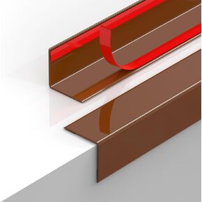 MONOID Wall Corner Protector Furniture Bumper - Pack of 2 Self Adhesive Table Cabinet Guards for Walls Edge Protection - 1.18 inch x 1.18 inch x 31.5 inch, Easy to Apply – No Tools Needed - Brown