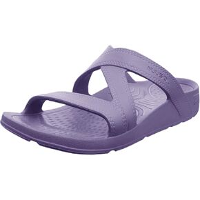 NUUSOL Women’s Hailey Slide; Non-Slip Hiking/Plantar Fasciitis Footwear; Soft, Lightweight & Comfortable; Arch Support & Textured Footbed, Morning Violet, 10