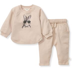 Burt's Bees Baby Baby Boys' Shirt and Pant Set, Top & Bottom Outfit Bundle, 100% Organic Cotton