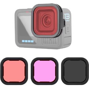 SOONSUN 3-Pack Lens Filter with Red Magenta ND16 Compatible with GoPro Hero 13 Black Camera, Neutral Density & Diving Snorkeling Lens Filter Kit Protector for Go Pro 13 Accessories