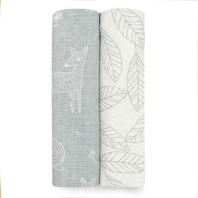 aden + anais Aden Silky Soft Swaddle Baby Blanket, 100% Cotton Bamboo Muslin, Large 44 X 44 inch, 2 Pack, Woodsy