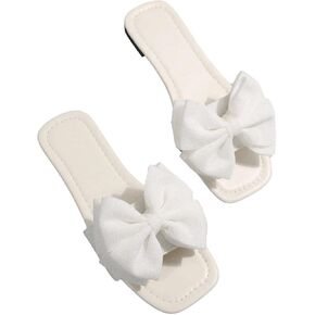Verdusa Women's Bowknot Flat Sandals Summer Open Toe Slide Slip On Sandals