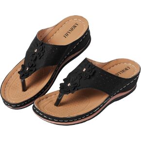Orthopedic Sandals with Arch Support Flip Flops for Women Wedge Sandals Comfortable Walking Cushion Sandals