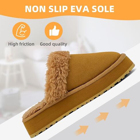 Fuzzy House Slippers for Women Indoor Outdoor Mens Ladies Platform Memory Foam Comfy House Shoes Fluffy Warm Cozy Bedroom Clogs in Saudi Arabia