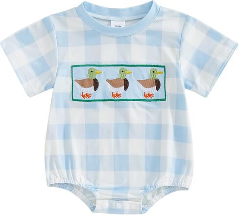 Infant Baby Boy Mallard Duck Clothes Summer Short Sleeve Romper One Piece Newborn Country Boy Farm Outfit in Kuwait