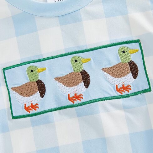 Infant Baby Boy Mallard Duck Clothes Summer Short Sleeve Romper One Piece Newborn Country Boy Farm Outfit in Kuwait