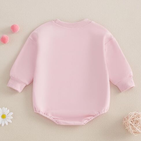 Valentines Baby Girl Outfit Bow Love Embroidery Long Sleeve Bubble Sweatshirt Romper Cute Fall Winter Clothes in Saudi Arabia
