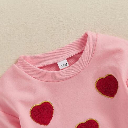 Valentines Baby Girl Outfit Bow Love Embroidery Long Sleeve Bubble Sweatshirt Romper Cute Fall Winter Clothes in Saudi Arabia