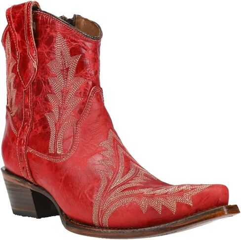 أحذية Corral Boots Womens Seripered Snip Toe سحب على أحذية غير رسمية الكاحل منخفض الكعب 1-2 " - أحمر in Kuwait
