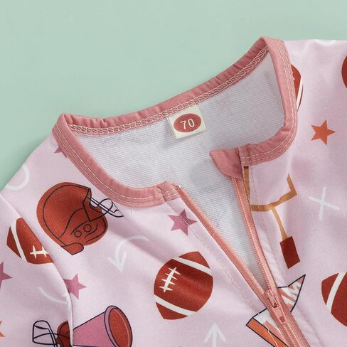 Aopwsrlyi Infant Baby Boy Football Outfit One Piece Long Sleeve Zipper Jumpsuit Newborn Boy Game Day Football Bodysuit in Saudi Arabia