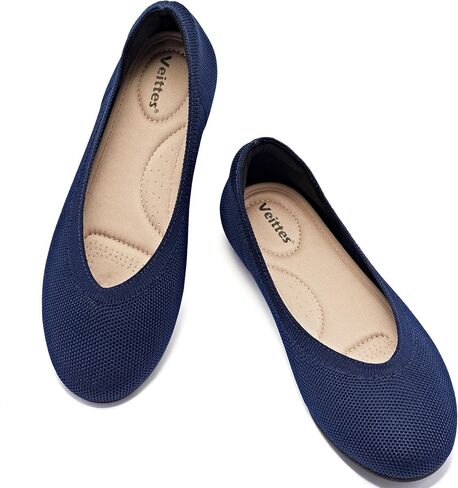 Veittes Women's Wide Width Flats Shoes, Ladies Fashion Comfortable Breathable Office Ballet Flats Shoes. in Saudi Arabia