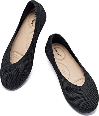 Veittes Women's Wide Width Flats Shoes, Ladies Fashion Comfortable Breathable Office Ballet Flats Shoes. in Saudi Arabia