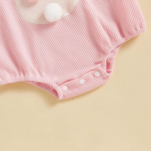 Newborn Baby Girl Easter Outfit Bunny Strap Romper Infant Baby Girl Rabbit Outfit Waffle Knit Onesie Clothes in Saudi Arabia