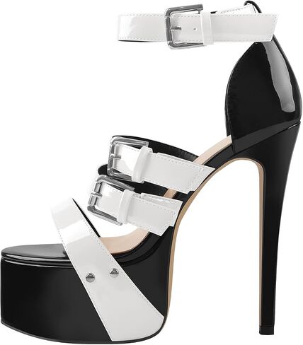 VERISSON Women's Open Toe High Heels Sandals Triple Cross Bands Buckle Strap Platform Ankle Sandals Party Dress Two-piece Sandals in Saudi Arabia