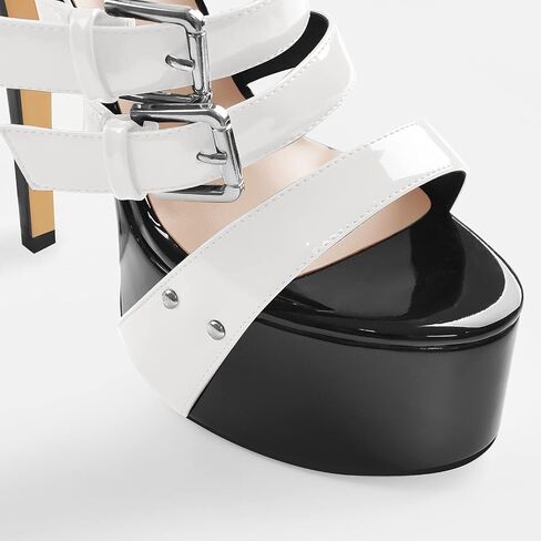 VERISSON Women's Open Toe High Heels Sandals Triple Cross Bands Buckle Strap Platform Ankle Sandals Party Dress Two-piece Sandals in Saudi Arabia