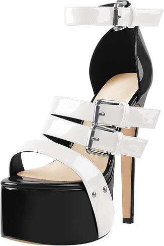 VERISSON Women's Open Toe High Heels Sandals Triple Cross Bands Buckle Strap Platform Ankle Sandals Party Dress Two-piece Sandals in Saudi Arabia