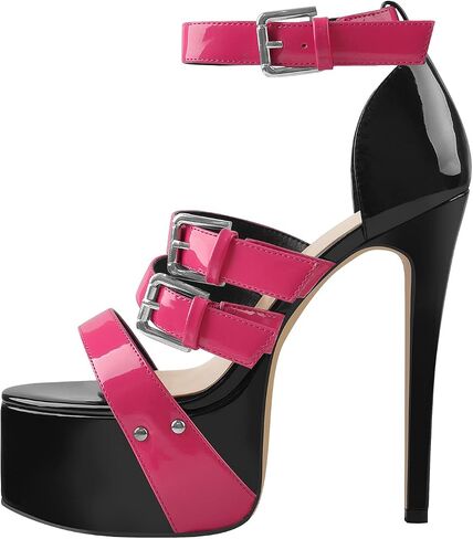 VERISSON Women's Open Toe High Heels Sandals Triple Cross Bands Buckle Strap Platform Ankle Sandals Party Dress Two-piece Sandals in Saudi Arabia
