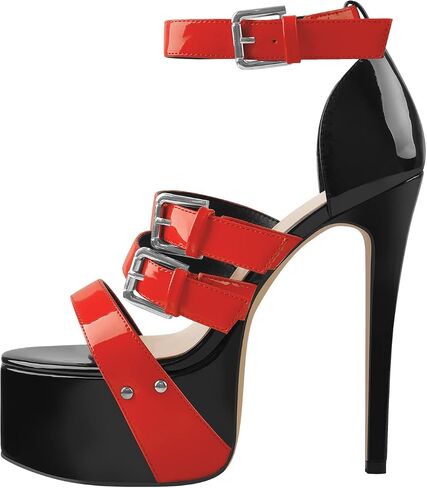 VERISSON Women's Open Toe High Heels Sandals Triple Cross Bands Buckle Strap Platform Ankle Sandals Party Dress Two-piece Sandals in Saudi Arabia