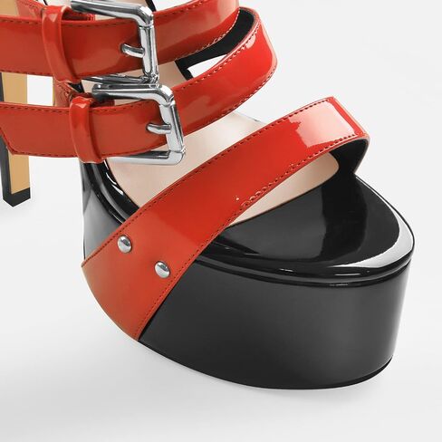 VERISSON Women's Open Toe High Heels Sandals Triple Cross Bands Buckle Strap Platform Ankle Sandals Party Dress Two-piece Sandals in Saudi Arabia