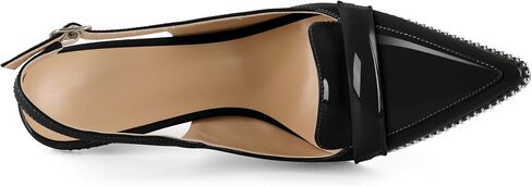 نساء Esvowido 3.5 "Slingback High Heel Pumps Stilettos أحذية إصبع القدم المدببة بالخرز تنزلق على مضخات أحذية براءة اختراع عالية الكعب للنساء in Kuwait