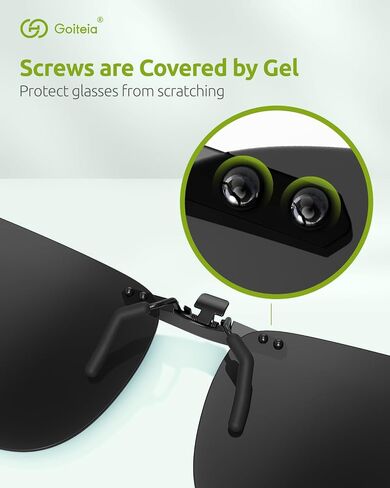 Goiteia Polarized Clip-On Sunglasses,Lightweight Rectangle Design Over Prescription Glasses,Non-Flip Up,Compact Fit in Kuwait