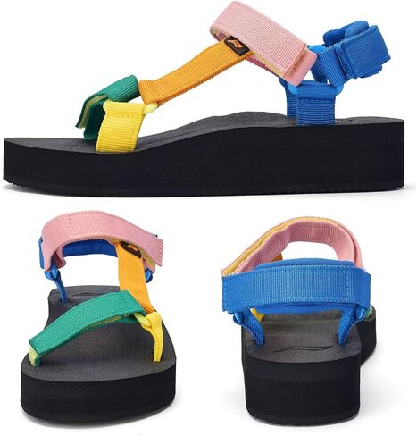 Women's Platform Sandals Casual Adjustable Shoes with Arch Support Yoga Mat Insole Light Weight Flatform Sandals in Kuwait