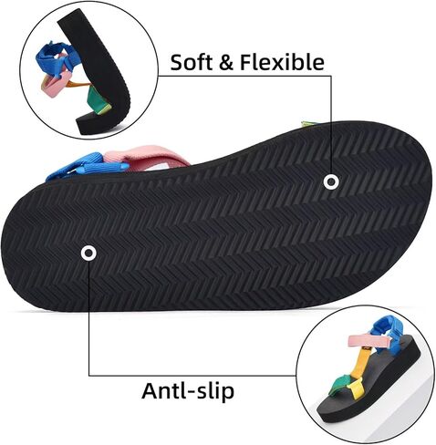 Women's Platform Sandals Casual Adjustable Shoes with Arch Support Yoga Mat Insole Light Weight Flatform Sandals in Kuwait