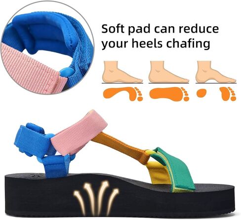 Women's Platform Sandals Casual Adjustable Shoes with Arch Support Yoga Mat Insole Light Weight Flatform Sandals in Kuwait