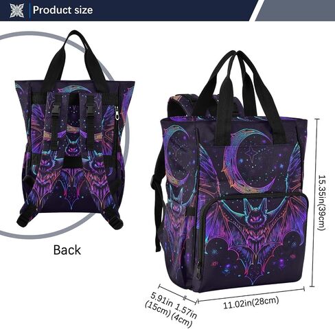 senya Diaper Bag Backpack, Neon Bat Crescent Multifunction Travel Bag for Moms Dads in Saudi Arabia