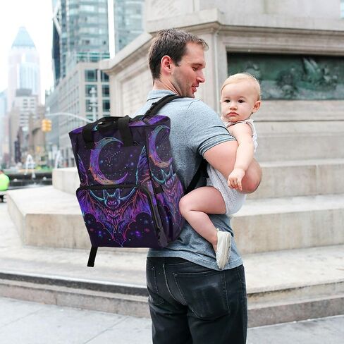 senya Diaper Bag Backpack, Neon Bat Crescent Multifunction Travel Bag for Moms Dads in Saudi Arabia