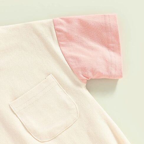 Kayotuas Baby Bubble Romper Infant Oversized Crewneck Tshirt Bodysuit Short Sleeve Color Block Shirt Tops Cute Summer Outfits in Saudi Arabia