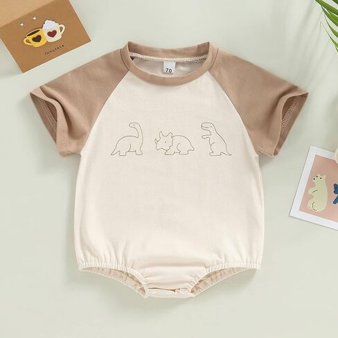 Kayotuas Baby Bubble Romper Infant Oversized Crewneck Tshirt Bodysuit Short Sleeve Color Block Shirt Tops Cute Summer Outfits in Saudi Arabia