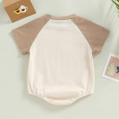 Kayotuas Baby Bubble Romper Infant Oversized Crewneck Tshirt Bodysuit Short Sleeve Color Block Shirt Tops Cute Summer Outfits in Saudi Arabia