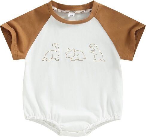 Kayotuas Baby Bubble Romper Infant Oversized Crewneck Tshirt Bodysuit Short Sleeve Color Block Shirt Tops Cute Summer Outfits in Saudi Arabia