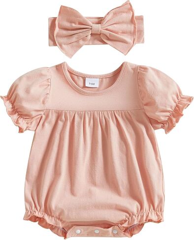 Baby Girls Spring Summer Clothes Newborn Smocked Romper Bubble Vintage Bodysuit Outfit in Kuwait