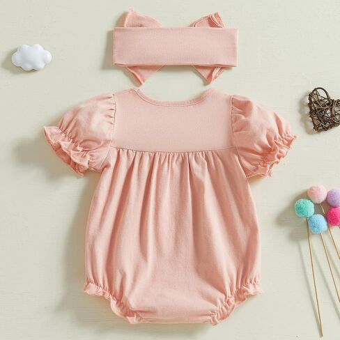 Baby Girls Spring Summer Clothes Newborn Smocked Romper Bubble Vintage Bodysuit Outfit in Kuwait