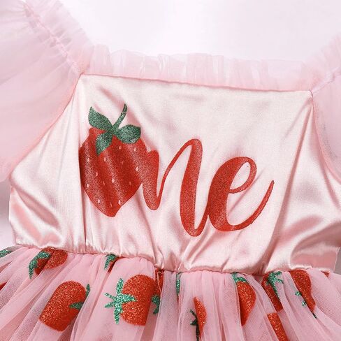 ODASDO Baby Girls First Birthday Outfit Square Neck Puff Short Sleeve Tutu Berry/Floral Romper Dress with Headband in Kuwait