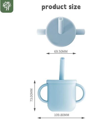 100% Silicone Baby Straw Cup, Baby and Toddler Training Cup with Lids and Non-Slip Handles, Silicone Training Cup with Straw, 5Oz Straw Training Cup, 6+ Months, Blue Baby Straw Cup in Saudi Arabia