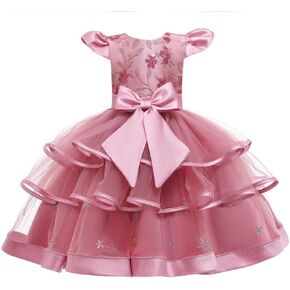 MYRISAM Baby Girls Floral Lace Embroidery Bowknot Dresses Cap Sleeves Wedding Birthday Party Tulle Pageant Prom Ball Gowns