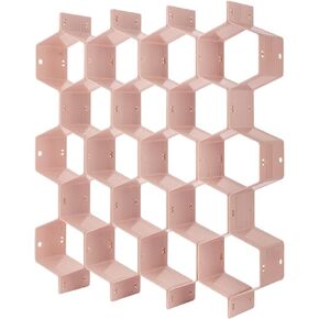 Poeland Drawer Divider Organizer Adjustable DIY Grid Honeycomb Drawer Divider for Underwear Belt Scarf Socks Pink