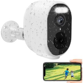 Security Cameras Wireless Outdoor, 2K Battery Powered WiFi Security Camera with Spotlight & Siren Alarm, 2-Way Audio, Color Night Vision, AI Detection for Home Security, Compatible with Alexa