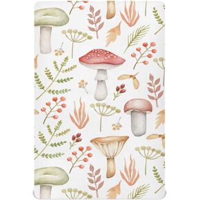 Kigai Mushroom Twig Fitted Crib Sheet for Girls and Boys, Soft Breathable for Standard Crib & Toddler Bed Mattress, 27 x 39 in